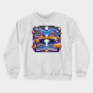 Amsterdam at Twilight Sticker Crewneck Sweatshirt